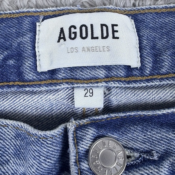 AGOLDE 90s Crop Jeans Womens 29 High Rise Organic Denim Y2K Button Fly Raw Hem - Picture 3 of 16